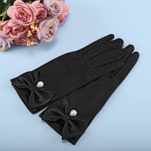 Women\'s Special Black Short Satin Gloves Formal Dress Wedding Dancing Party